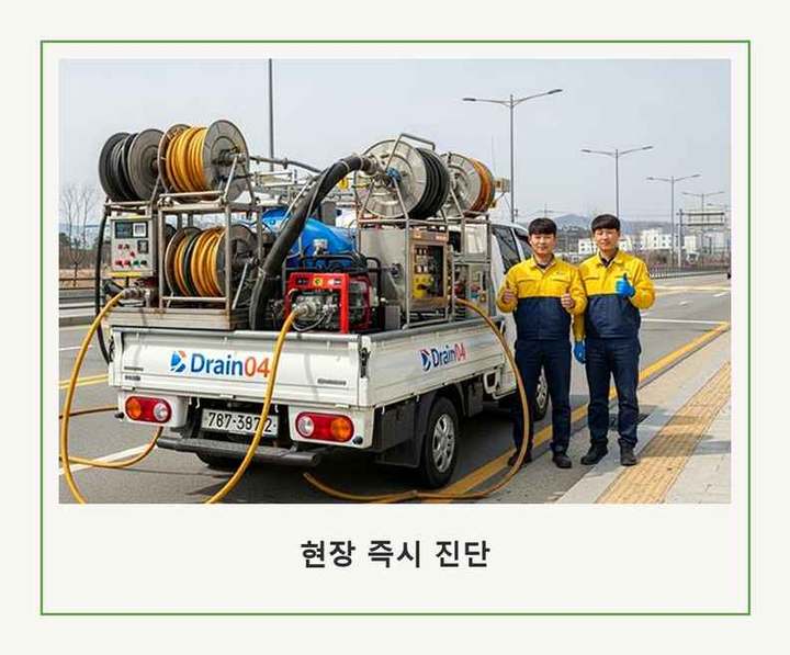 유동 하수구 뚫음 작업 현장